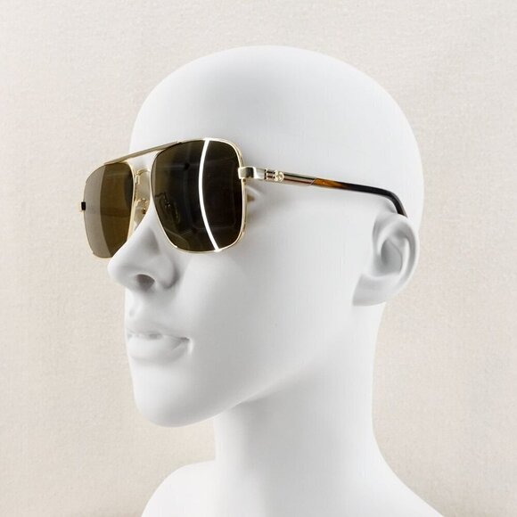 Gucci GG1289 Navigator Sunglasses Gold Brown OS - Picture 12 of 16